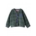 Plus Size Green Plaid Button Patchwork Winter Jackets Long sleeve