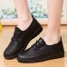 Women Solid Color Round Toe Casual Soft Comfortable Lace Up Flat Loafers Shoes