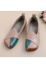 Women Casual Retro Colorblock Genuine Leather Soft Comfortable Lazy Flat Shoes