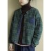 Plus Size Green Plaid Button Patchwork Winter Jackets Long sleeve