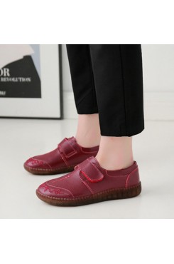 Women Brief Cowhide Leather Soft Sole Non Slip Comfy Flats Casual Shoes