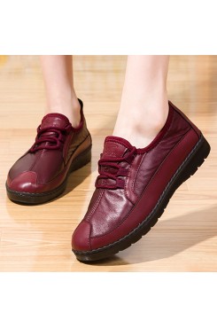Women Solid Color Round Toe Casual Soft Comfortable Lace Up Flat Loafers Shoes